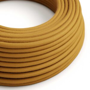 Câble électrique Rond Gaine De Tissu De Couleur Coton Tissu Uni Miel Doré RC31
