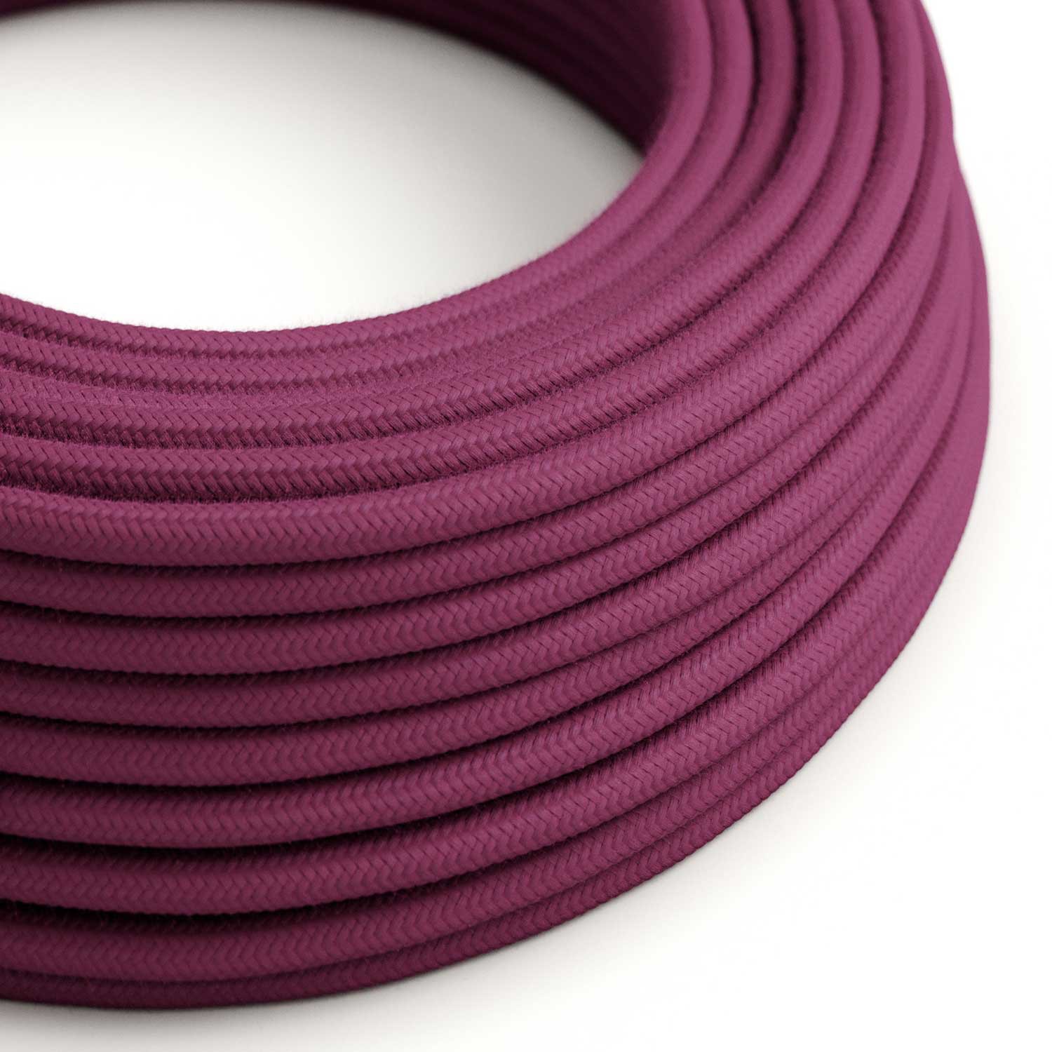 Câble électrique Rond Gaine De Tissu De Couleur Coton Tissu Uni Marc De Raisin RC32