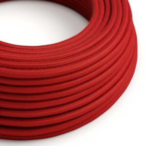 Câble électrique Rond Gaine De Tissu De Couleur Coton Tissu Uni Rouge Feu RC35