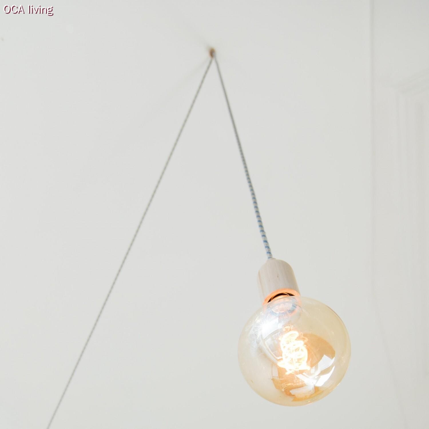 Câble électrique Rond Gaine De Tissu De Couleur Coton Stripes Bleu Steward et lin Naturel RD55 – Image 6