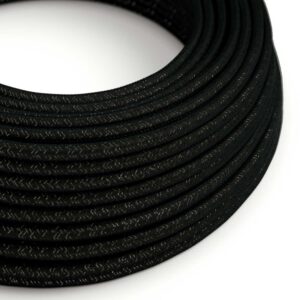 câble électrique Rond Gaine De Tissu De Couleur Effet Soie Paillettes Noire - RL04