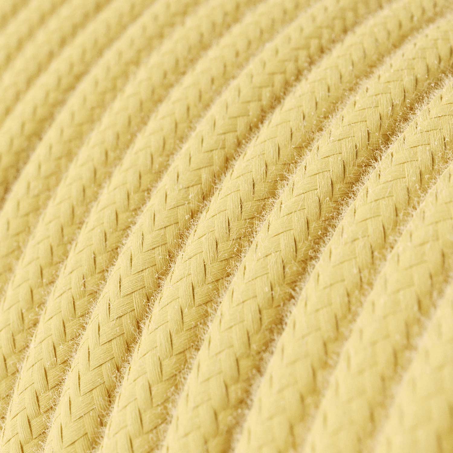 Câble électrique Rond Gaine De Tissu De Couleur Coton Jaune Pastel RC10 – Image 2