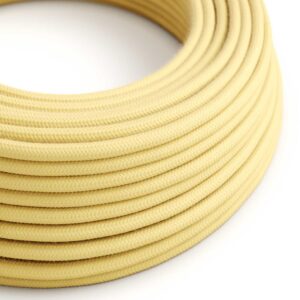 Câble électrique Rond Gaine De Tissu De Couleur Coton Jaune Pastel RC10