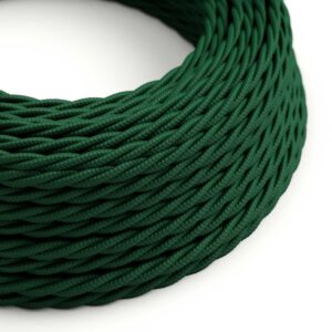 câble électrique Torsadé Gaine De Tissu De Couleur Effet Soie Tissu Uni Vert Foncé - TM21
