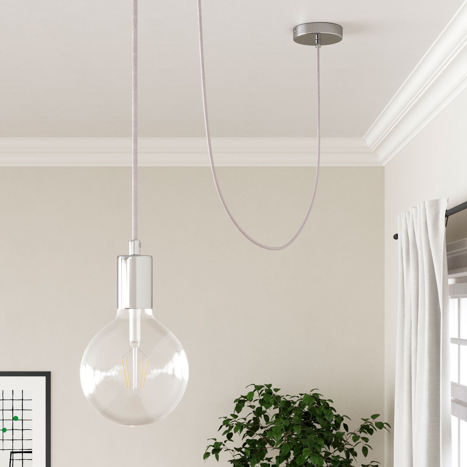 Câble électrique rond en coton de couleur rose pâle RC16 – Image 4