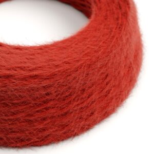 Câble électrique Torsadé Marlene recouvert de tissu aspect Fourrure Rouge Uni - TP09