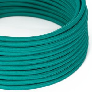 câble électrique Rond Gaine De Tissu De Couleur Effet Soie Tissu Uni Turquoise - RM71