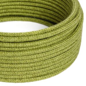 Câble Electrique rond recouvert de Jute Couleur Unie Vert Foin - RN23