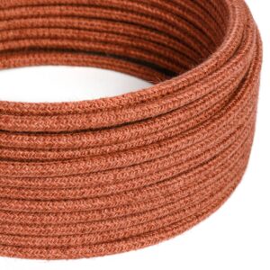 Câble Electrique rond recouvert de Jute Couleur Unie Argile Orangée - RN27