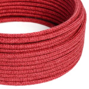 Câble Electrique rond recouvert de Jute Couleur Rouge Cerise - RN24