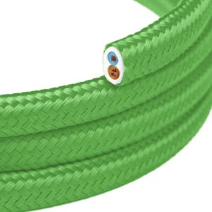 Fil électrique plat recouvert de tissu Vert Citron Brillant - PM18