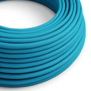 câble électrique Rond Gaine De Tissu De Couleur Effet Soie Tissu Uni Cyan - RM11