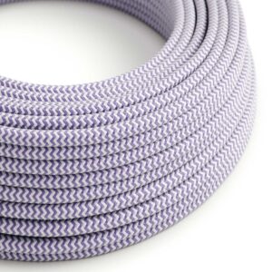câble électrique Rond Gaine De Tissu De Couleur Effet Soie ZigZag Lilas - RZ07
