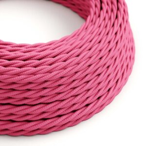câble électrique Torsadé Gaine De Tissu De Couleur Effet Soie Tissu Uni Fuchsia - TM08