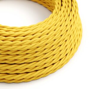 câble électrique Torsadé Gaine De Tissu De Couleur Effet Soie Tissu Uni Jaune - TM10