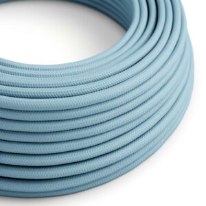 câble électrique Rond Gaine De Tissu De Couleur Effet Soie Tissu Uni Bleu Azur Baby - RM17
