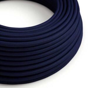 câble électrique Rond Gaine De Tissu De Couleur Effet Soie Tissu Uni Bleu Marine - RM20