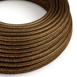 câble électrique Rond Gaine De Tissu De Couleur Effet Soie Tissu Uni Paillettes Marron - RL13