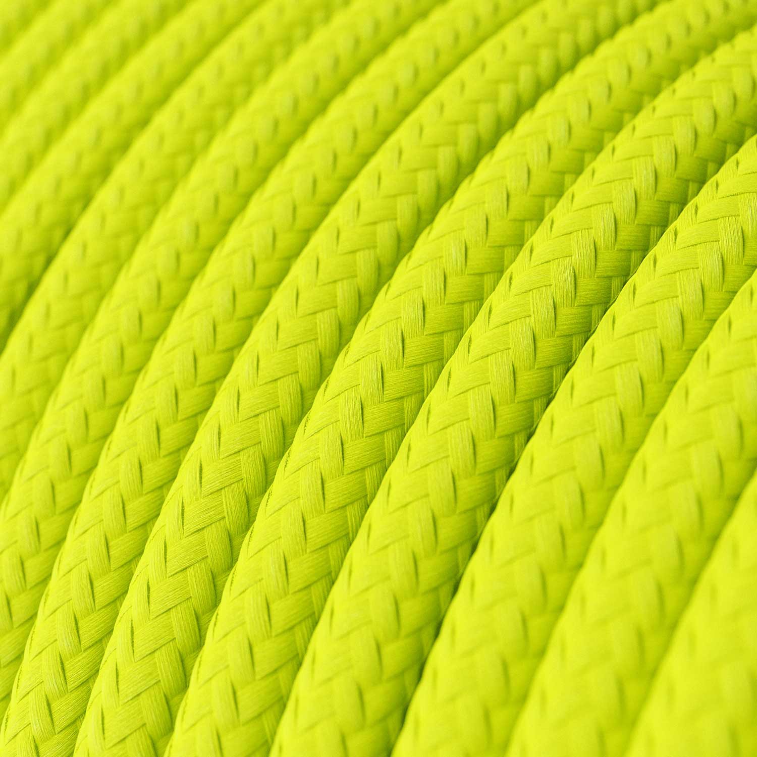 Câble électrique Rond Gaine De Tissu De Couleur Effet Soie Tissu Uni Jaune Fluo RF10 – Image 2