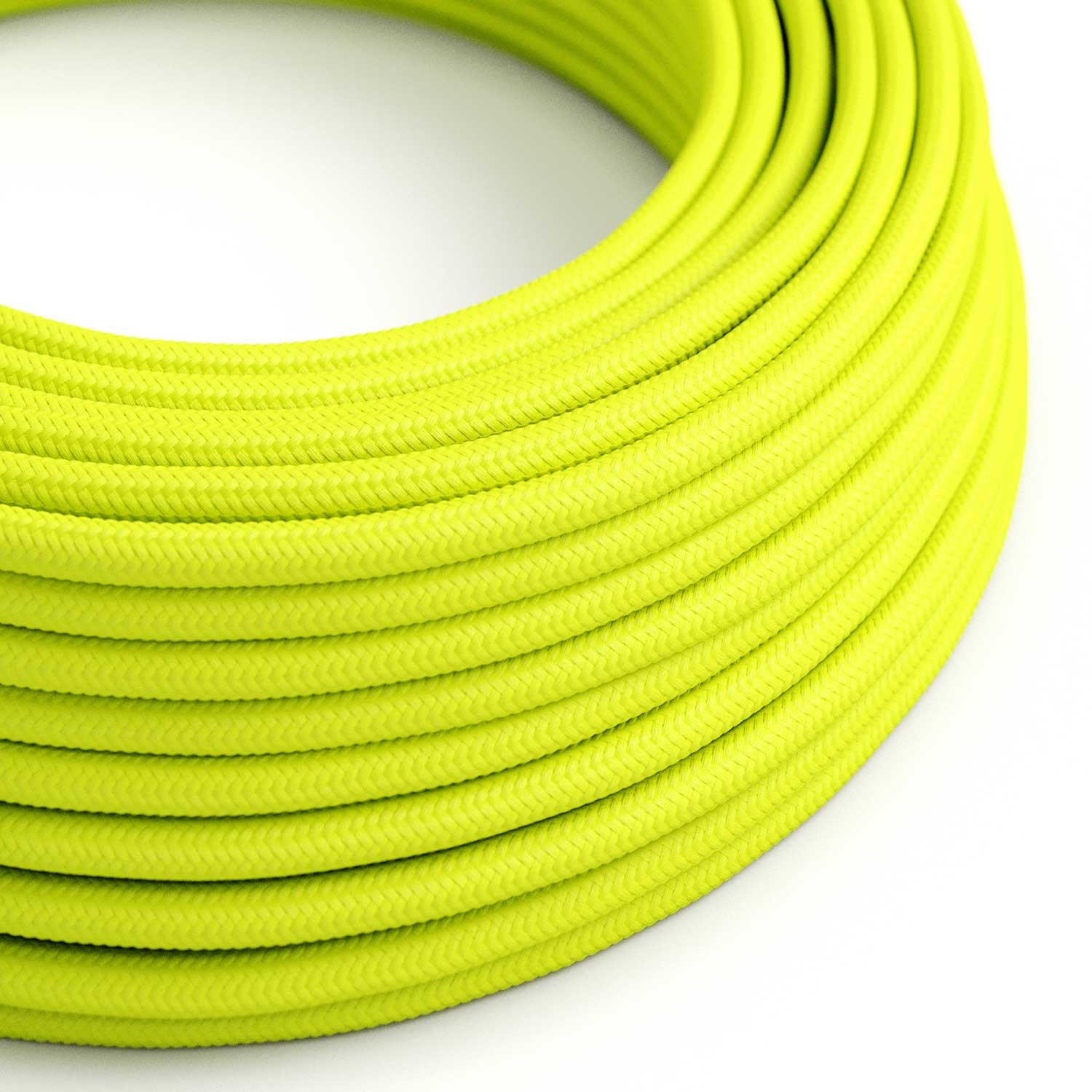 Câble électrique Rond Gaine De Tissu De Couleur Effet Soie Tissu Uni Jaune Fluo RF10