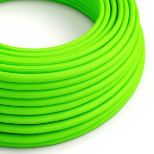 Câble électrique Rond Gaine De Tissu De Couleur Effet Soie Tissu Uni Vert Fluo RF06