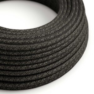 câble électrique Rond Gaine De Lin De Couleur Naturel Anthracite - RN03