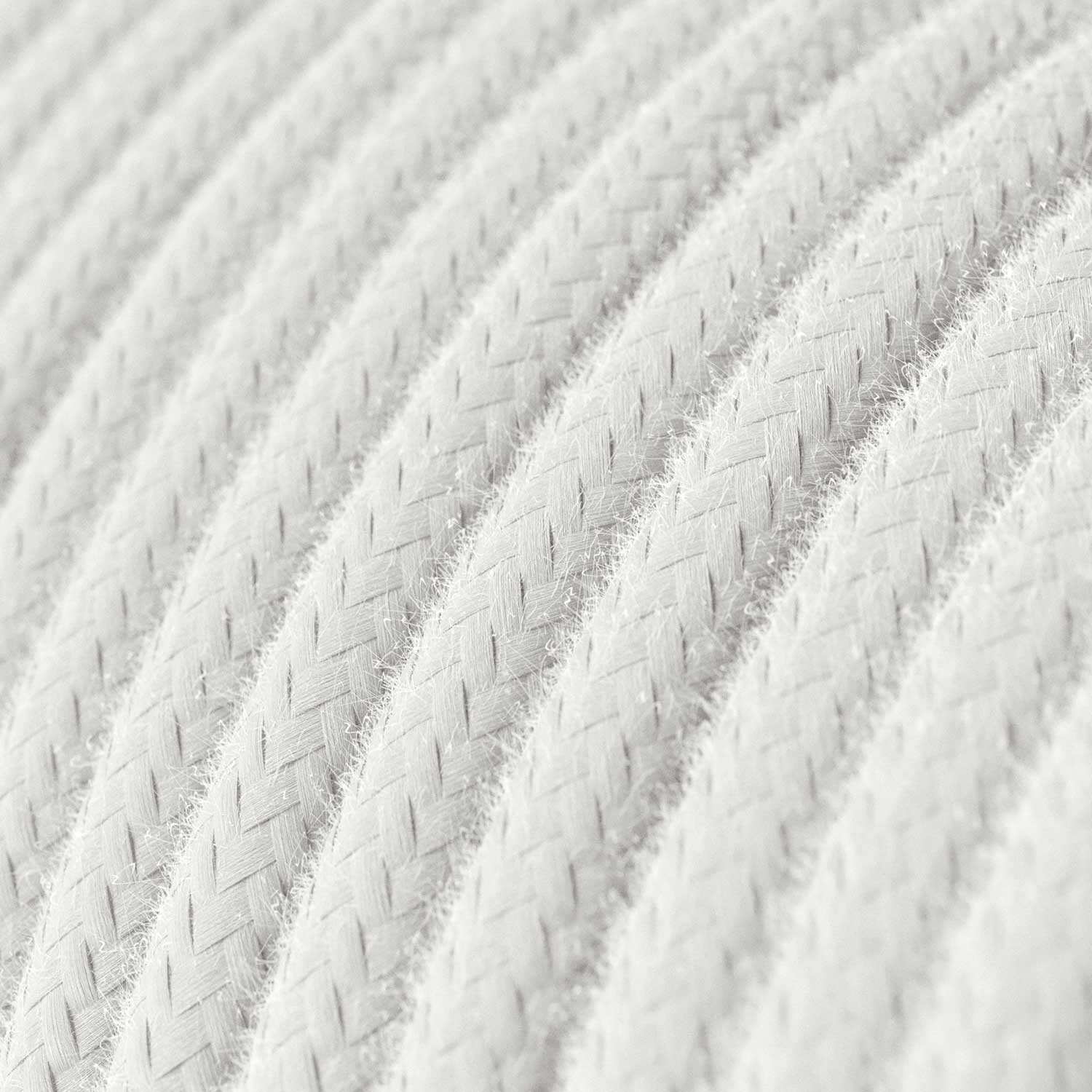 Câble électrique Rond Gaine De Tissu De Couleur Coton Tissu Uni Blanc RC01 – Image 2