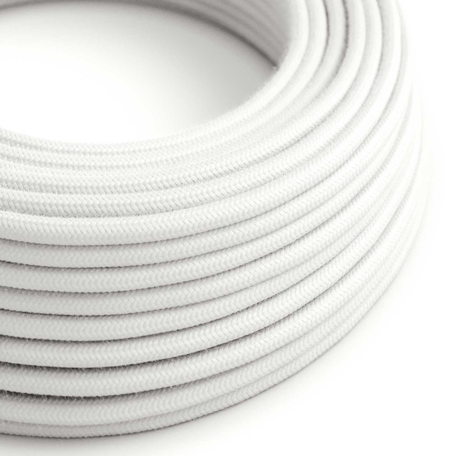 Câble électrique Rond Gaine De Tissu De Couleur Coton Tissu Uni Blanc RC01