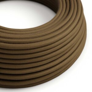 Câble électrique Rond Gaine De Tissu De Couleur Coton Tissu Uni Marron RC13