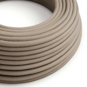 Câble électrique Rond Gaine De Tissu De Couleur Coton Tissu Uni Tourterelle RC43