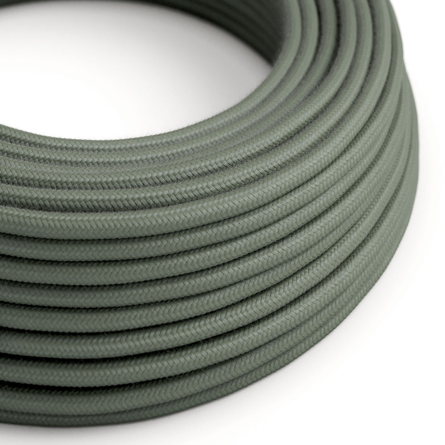 Câble électrique Rond Gaine De Tissu De Couleur Coton Tissu Uni Vert Gris RC63