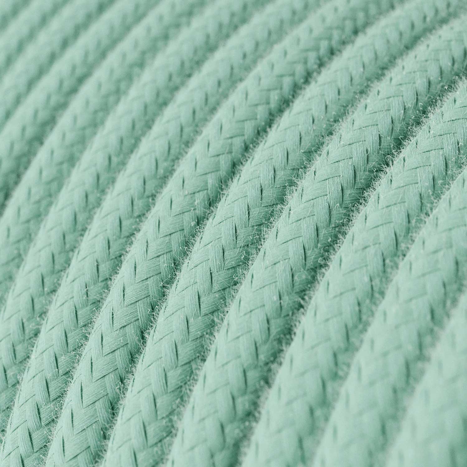 Câble électrique Rond Gaine De Tissu De Couleur Coton Tissu Uni Lait Menthe RC34 – Image 2