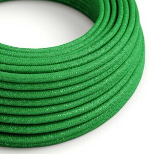câble électrique Rond Gaine De Tissu De Couleur Effet Soie Tissu Uni Paillettes Vert - RL06