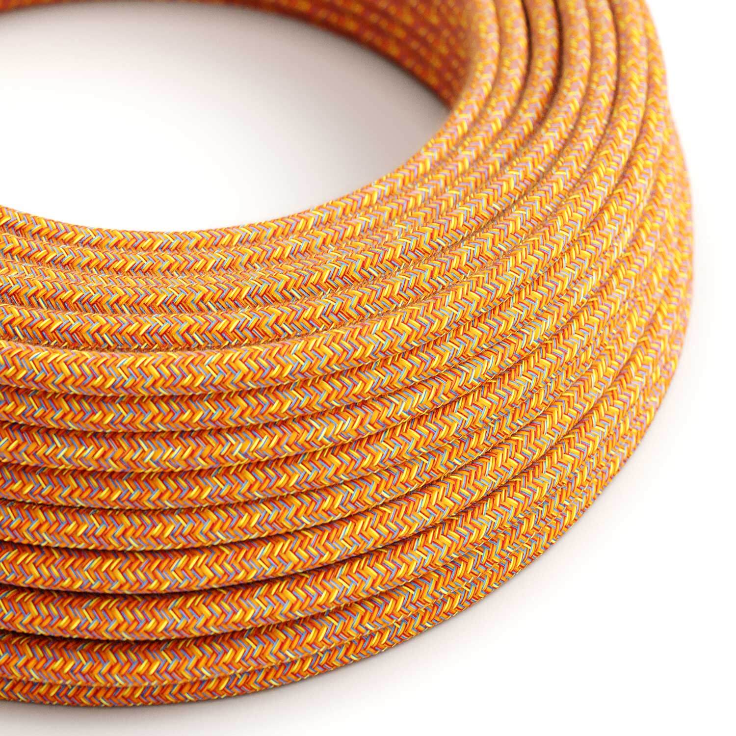 Câble électrique Rond Gaine De Tissu De Couleur Coton Indian Summer RX07
