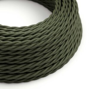 Câble électrique Torsadé Gaine De Coton De Couleur Tissu Uni Vert Gris TC63