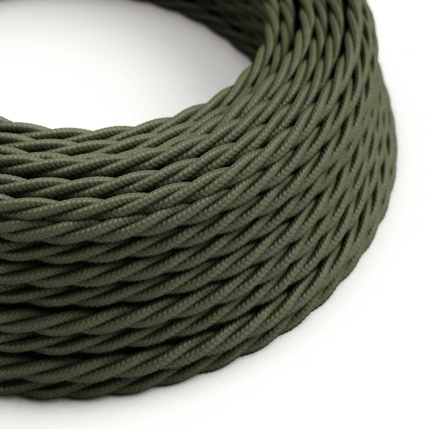Câble électrique Torsadé Gaine De Coton De Couleur Tissu Uni Vert Gris TC63