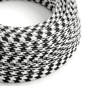 Câble électrique Rond Gaine De Tissu De Couleur Effet Soie Bicolore Noir RP04