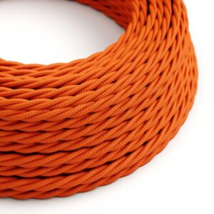 Câble électrique Torsadé Gaine De Tissu De Couleur Effet Soie Tissu Uni Orange TM15