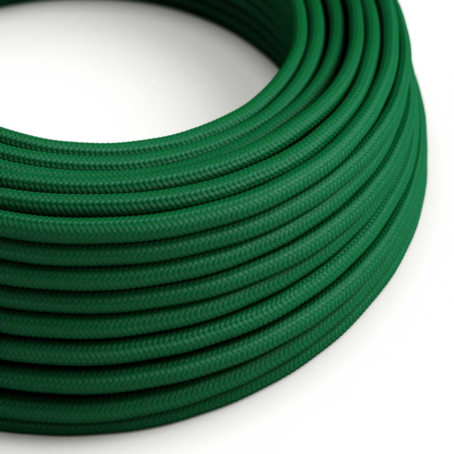 Câble électrique Rond Gaine De Tissu De Couleur Effet Soie Tissu Uni Vert Foncé RM21