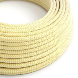 Câble électrique Rond Gaine De Tissu De Couleur Effet Soie ZigZag Jaune RZ10