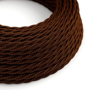 Câble électrique Torsadé Gaine De Tissu De Couleur Effet Soie Noir Et Whiskey TZ22