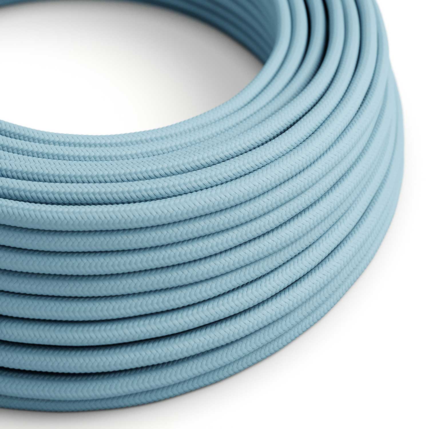 Câble électrique Rond Gaine De Tissu De Couleur Effet Soie Tissu Uni Bleu Azur Baby RM17