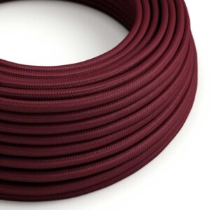 Câble électrique Rond Gaine De Tissu De Couleur Effet Soie Tissu Uni Bordeaux RM19