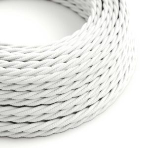 Câble électrique Torsadé Gaine De Tissu De Couleur Effet Soie Tissu Uni Blanc TM01
