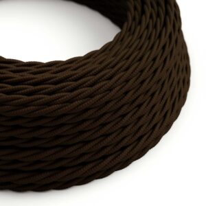 Câble électrique Torsadé Gaine De Tissu De Couleur Effet Soie Tissu Uni Marron TM13