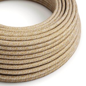 Câble électrique Rond Gaine De Coton De Couleur Tweed Rouille, Marron, Lin Naturel Et Finition Paillettes RS82