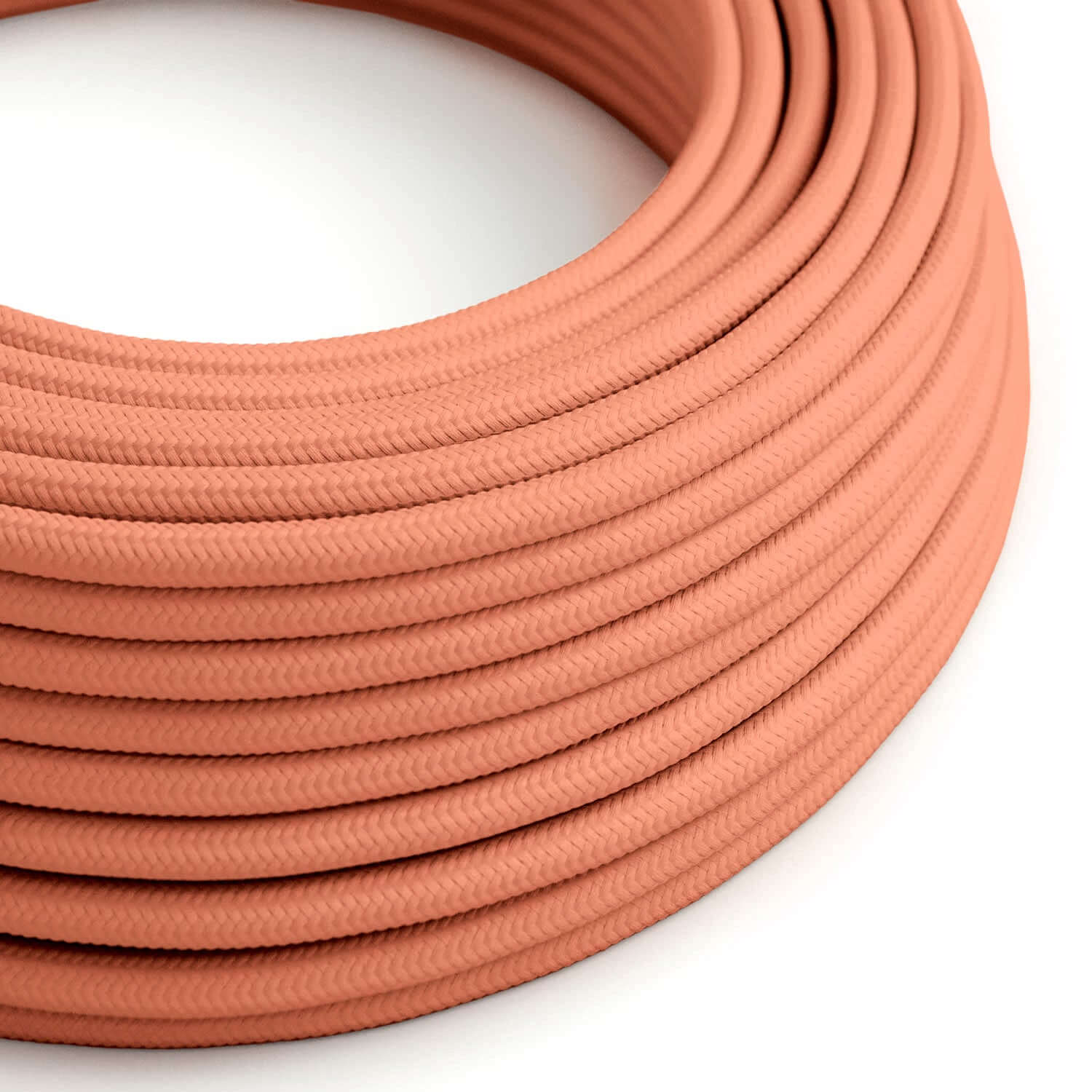 Câble électrique gainé de tissu couleur pêche RM23