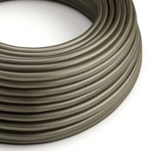 Câble électrique Rond Gaine De Tissu De Couleur Effet Soie Tissu Uni Gris Foncé RM26