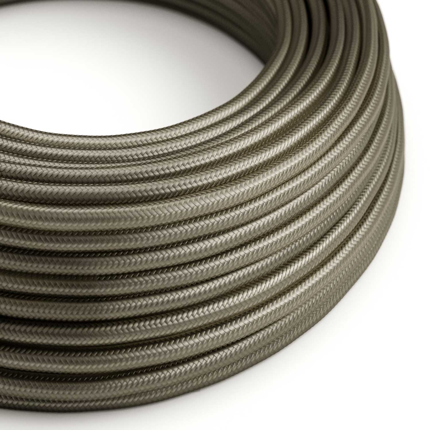 Câble électrique Rond Gaine De Tissu De Couleur Effet Soie Tissu Uni Gris Foncé RM26