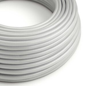 Câble électrique Rond Gaine De Tissu De Couleur Effet Soie Tissu Uni Argent RM02